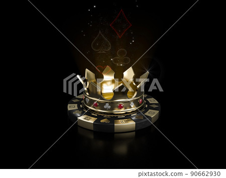 Creative background, poker cron on the chip. Clipping path included. 3D rendering Creative background, poker cron on the chip. Clipping path included. 3D rendering 90662930