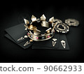 3d rendering of casino cards and poker crown 90662933