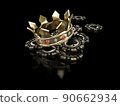 3d Illustration of Chips with poker crown. Clipping path included. 3d rendering 90662934