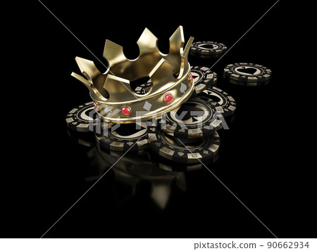 3d Illustration of Chips with poker crown. Clipping path included. 3d rendering 3d Illustration of Chips with poker crown. Clipping path included. 3d rendering 90662934