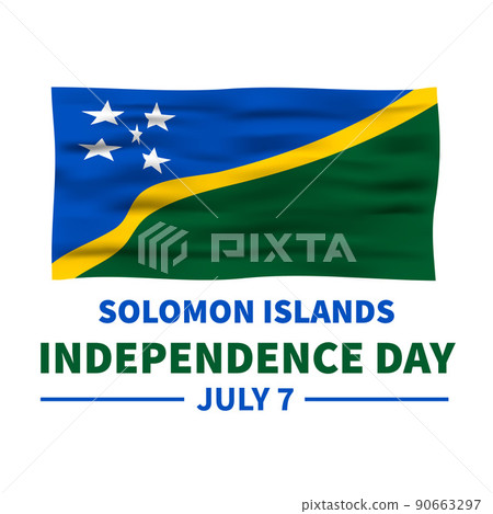 Solomon Islands Independence Day typography poster. National holiday celebrate on July 7. Vector template for greeting card, banner, flyer, sticker, postcard, etc Solomon Islands Independence Day typography poster. National holiday celebrate on July 7. Vector template for greeting card, banner, flyer, sticker, postcard, etc 90663297