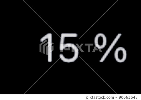 White pixel number fifteen - 15 percent on black background 90663645