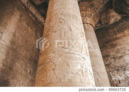 The ruins of the ancient temple of Horus in Edfu, Egypt The ruins of the ancient temple of Horus in Edfu, Egypt 90663726