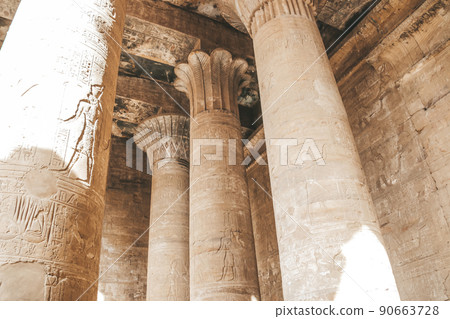 The ruins of the ancient temple of Horus in Edfu, Egypt The ruins of the ancient temple of Horus in Edfu, Egypt 90663728