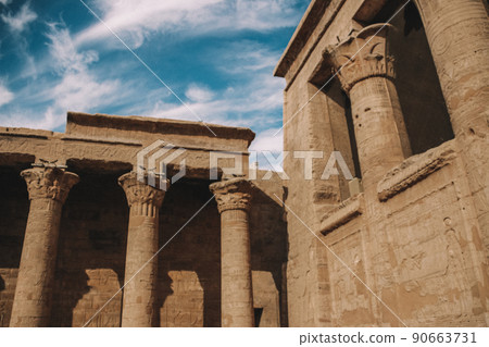 The ruins of the ancient temple of Horus in Edfu, Egypt The ruins of the ancient temple of Horus in Edfu, Egypt 90663731