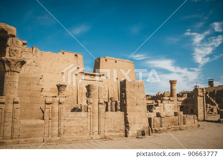 The ruins of the ancient temple of Horus in Edfu, Egypt The ruins of the ancient temple of Horus in Edfu, Egypt 90663777