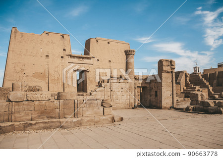 The ruins of the ancient temple of Horus in Edfu, Egypt The ruins of the ancient temple of Horus in Edfu, Egypt 90663778