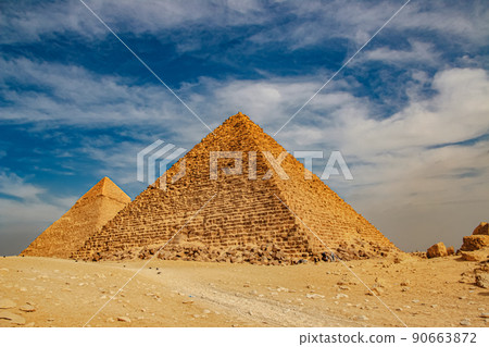 Ancient Pyramid of Mycerinus, Menkaura and the Pyramids of the Queens Menkaurev Giza, Egypt Ancient Pyramid of Mycerinus, Menkaura and the Pyramids of the Queens Menkaurev Giza, Egypt 90663872