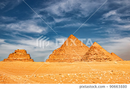Ancient Great Pyramids at Giza, Cairo, Egypt 90663880