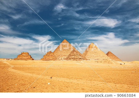 Ancient Great Pyramids at Giza, Cairo, Egypt 90663884