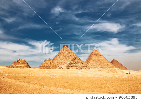 Ancient Great Pyramids at Giza, Cairo, Egypt 90663885