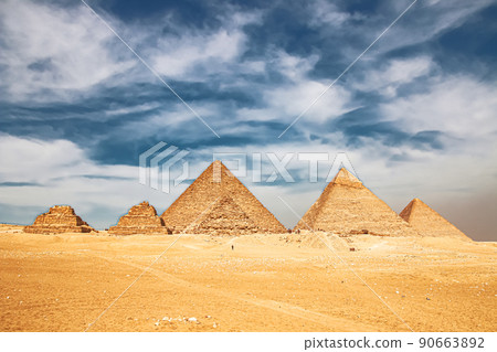 Ancient Great Pyramids at Giza, Cairo, Egypt 90663892