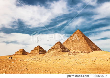 Ancient Pyramid of Mycerinus, Menkaura and the Pyramids of the Queens Menkaurev Giza, Egypt 90663893