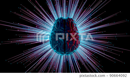 Abstract Human Brain activity visualization with traces and particles Abstract Human Brain activity visualization with traces and particles 90664092