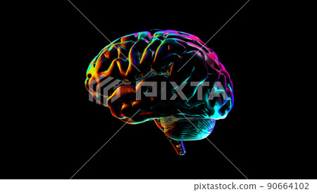 Abstract Human Brain with rainbow colored reflections Abstract Human Brain with rainbow colored reflections 90664102