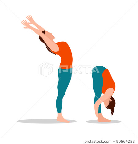 Mountain Arms Up Poses Set Vector Illustration 90664288
