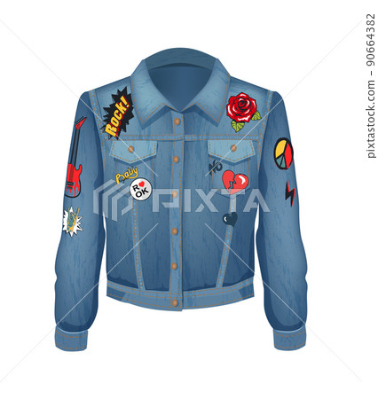 Rock Music Patches on Jacket Vector Illustration Rock Music Patches on Jacket Vector Illustration 90664382