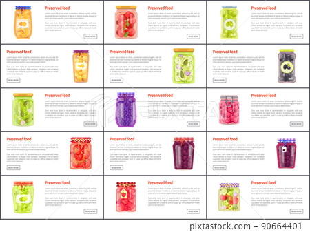 Preserved Fruit and Vegetables Set Vector Icon 90664401