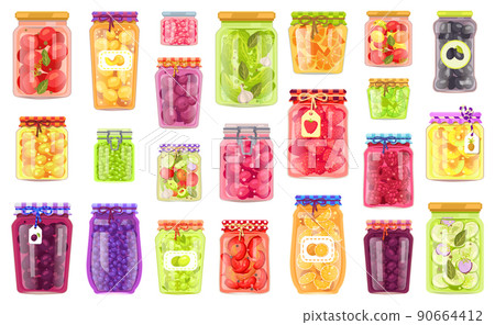 Glass Jars Collection with Preserved Food Poster 90664412