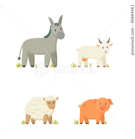 Donkey and Goat Icons Set Vector Illustration Donkey and Goat Icons Set Vector Illustration 90664461