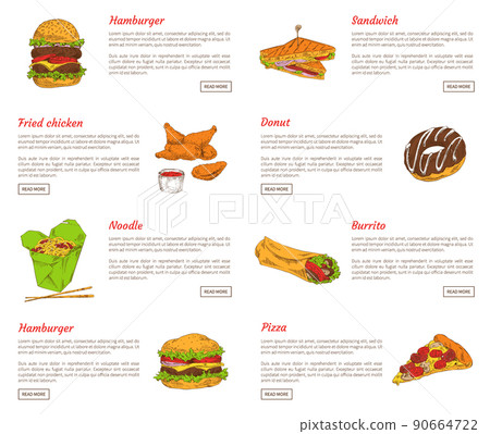 Hamburger and Fried Chicken Vector Illustration 90664722