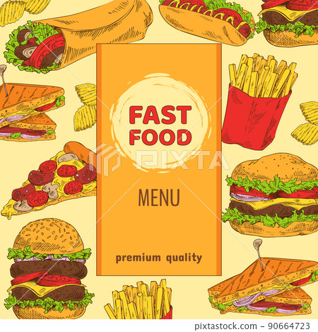 Fast Food Menu with Premium Quality Colorful Card 90664723