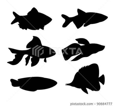Aquarium Fish Silhouette Set Vector Illustration Aquarium Fish Silhouette Set Vector Illustration 90664777