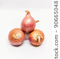 three red onion isolated on white background 90665048