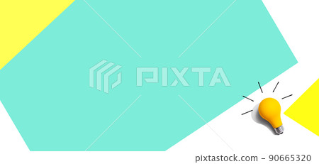 Yellow light bulb - flat lay from above 90665320