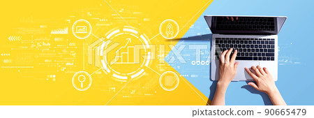Business growth analysis with person using a laptop 90665479