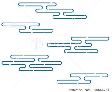 Cloud Japanese style old style weather sky simple blue dashed line 90666731