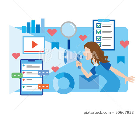 Image illustration of attracting customers and advertising 90667938
