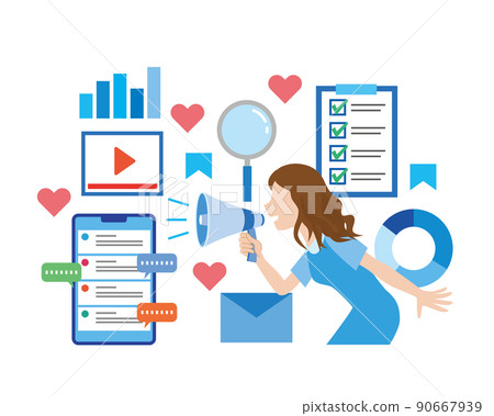 Image illustration of attracting customers and advertising Image illustration of attracting customers and advertising 90667939