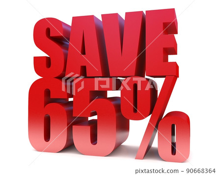 save 65%  3d text symbol. 3d rendering on white background 90668364