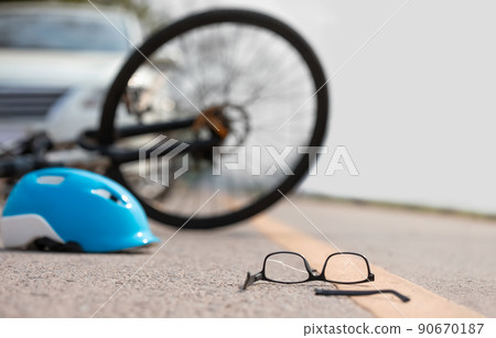 Accident car crash with bicycle on road Accident car crash with bicycle on road 90670187