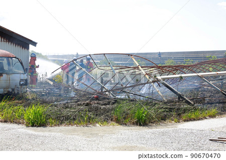 Fire in a greenhouse 90670470