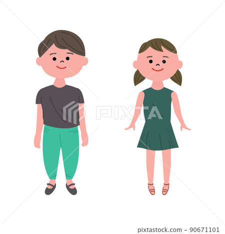 Boy and girl illustration set 90671101