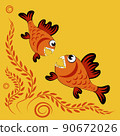 predatory evil piranha fish. Fabulous underwater world. Styling, cartoon style 90672026