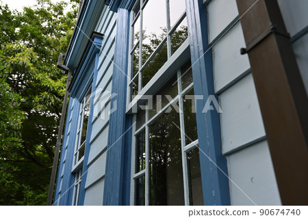 Old Western-style house windows Old Western-style house windows 90674740