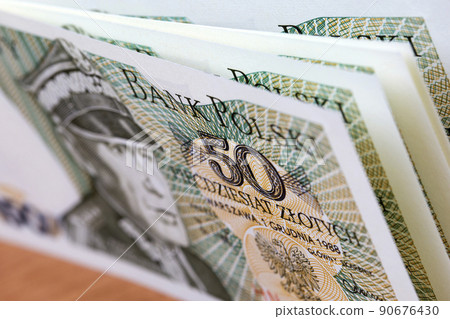 Old Polish money - 50 Zloty a background 90676430