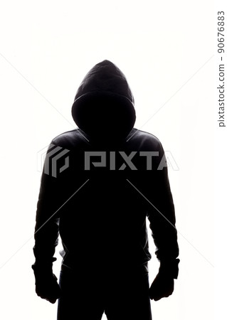Man in Hood. Male silhouette Man in Hood. Male silhouette 90676883