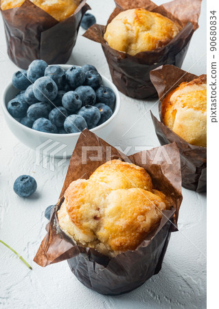 Muffin with blueberries, on white background 90680834