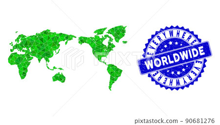 Rosette Grunge Seal With Green Vector Lowpoly World Map mosaic Rosette Grunge Seal With Green Vector Lowpoly World Map mosaic 90681276
