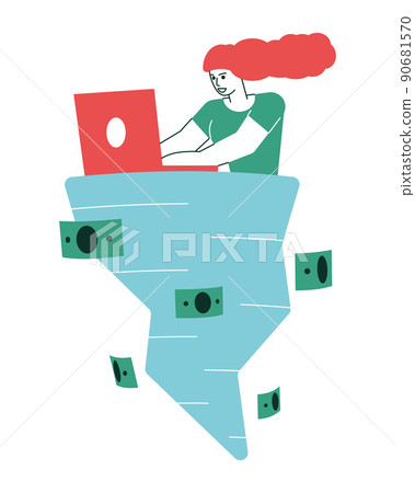 A female freelancer is making a swirl of money.  90681570