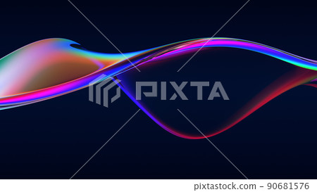 Abstract flow shape with rainbow reflections and refractions 90681576