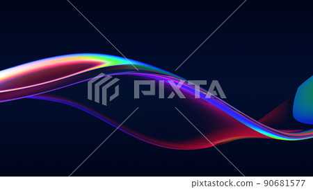 Abstract flow shape with rainbow reflections and refractions Abstract flow shape with rainbow reflections and refractions 90681577