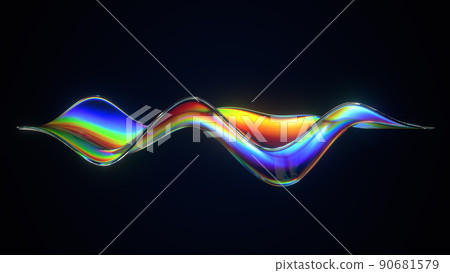 Abstract flow shape with rainbow reflections and refractions Abstract flow shape with rainbow reflections and refractions 90681579