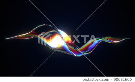 Abstract flow shape with rainbow reflections and refractions Abstract flow shape with rainbow reflections and refractions 90681600