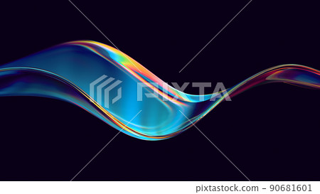 Abstract flow shape with rainbow reflections and refractions Abstract flow shape with rainbow reflections and refractions 90681601