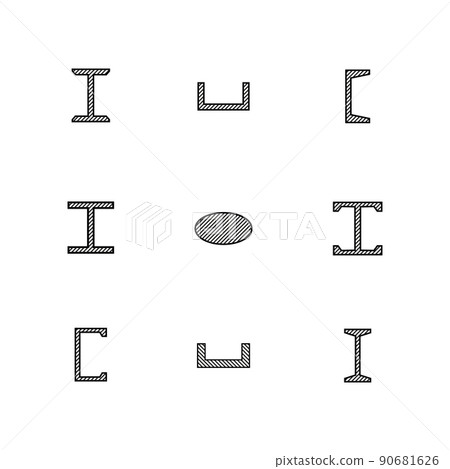 Steel beam, pipe and corner section, vector illustration. 90681626